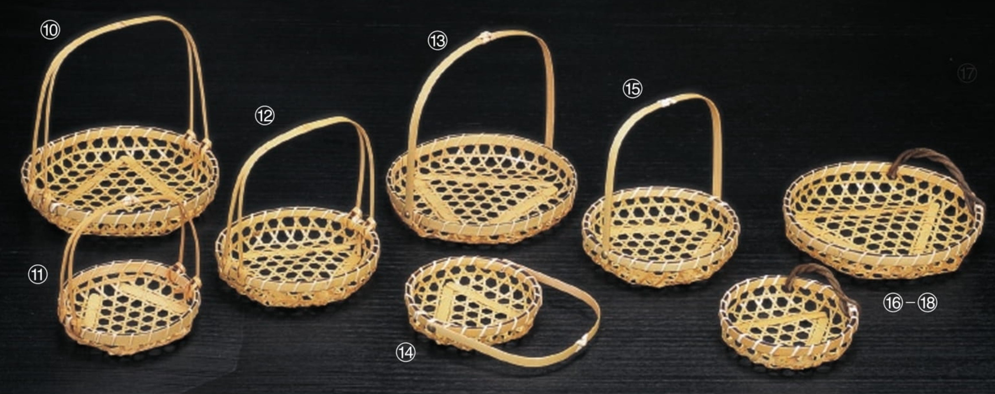 定番網竹篭手付　”Bamboo Classic basket with handle”